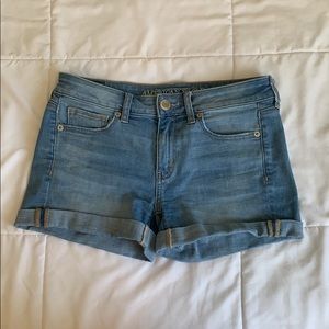 Light wash denim shorts